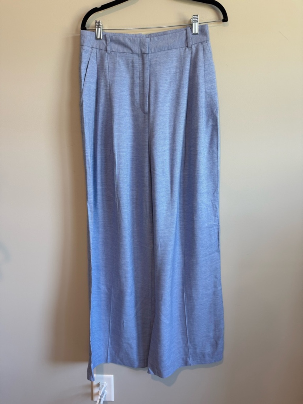 Zara Blue High-Waist Wide-Leg Pants with Metallic Shimmer NWT - Picture 2 of 11